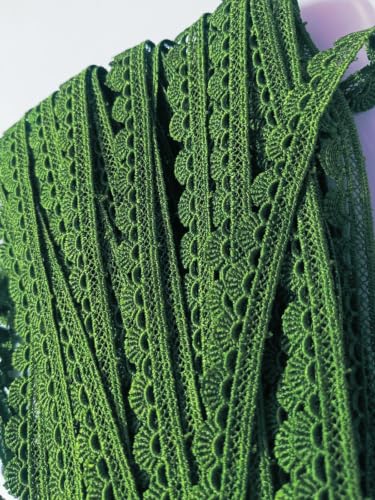 Image of Swag White Cotton Trim Laces and Borders Material for Saree Border, Suit, Kurta, Dupatta, Blouse, Gown, Lehenga & Neckline (Hunter Green, 9 Meter)