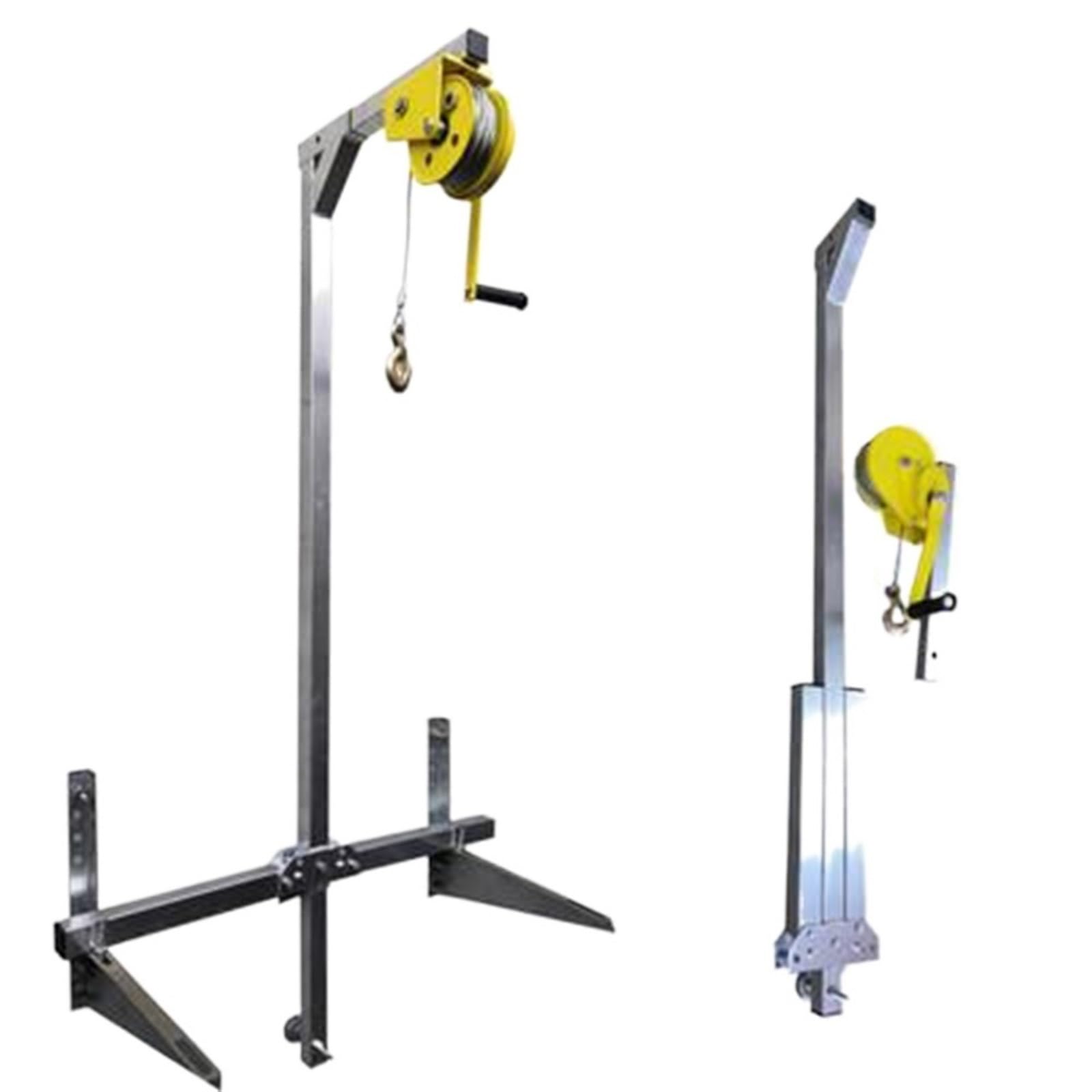 Air Conditioner Outside Installation Crane, Manual Stainless Steel Folding Air Conditioner Disassembly Small Crane MINGPING(Rope 20 Meter)