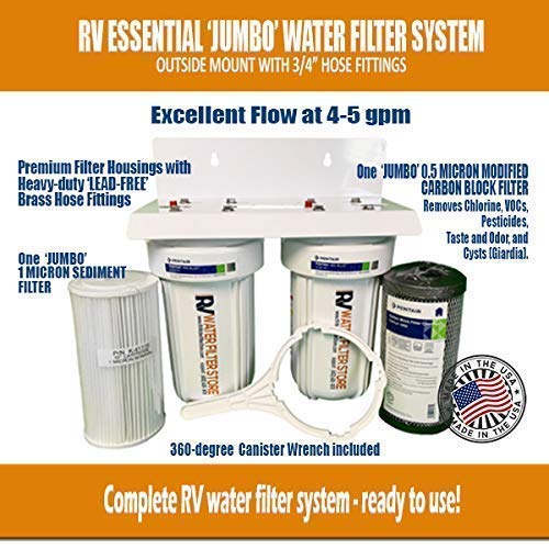 Image of RVWaterFilterStore Essential Jumbo High Flow RV, Camper, Tiny House, Van Conversion Water Filtration System Made in USA + Warranty
