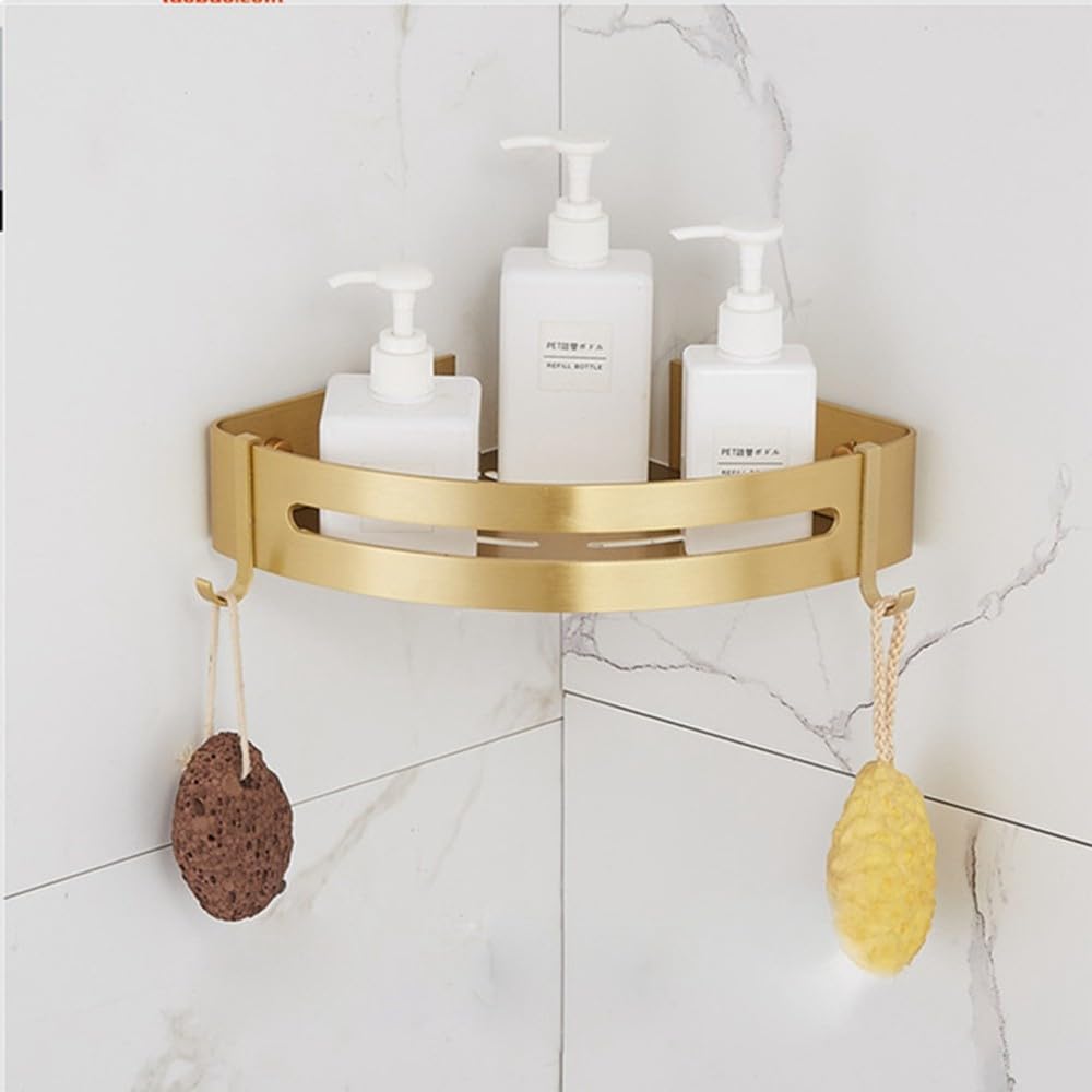 Accesorios de baño Estante de baño de Oro Cepillado, toallero, Soporte de Papel para Colgar Toallas, Soporte para Cepillo de baño, Accesorios de baño, Estante de Esquina 13