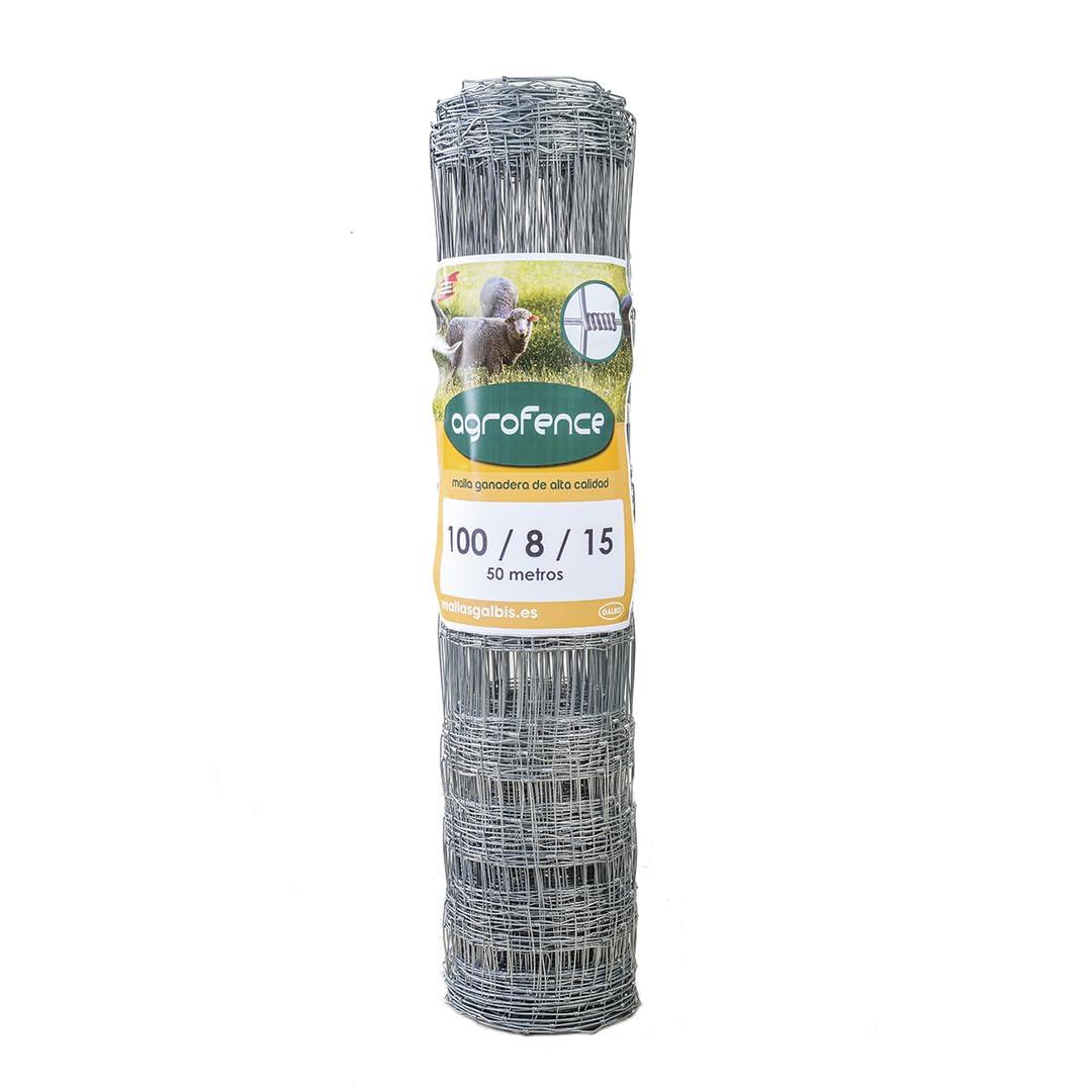Malla Anudada Agrofence 100/8/15 | Rollo de: 50m | Color: Gris | Diámetro: 2.4mm