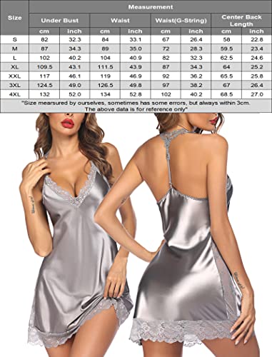 Image of Avidlove Women Lingerie Satin Lace Chemise Nightgown V Neck Mini Babydoll Sexy Full Slips Sleepwear S-4XL