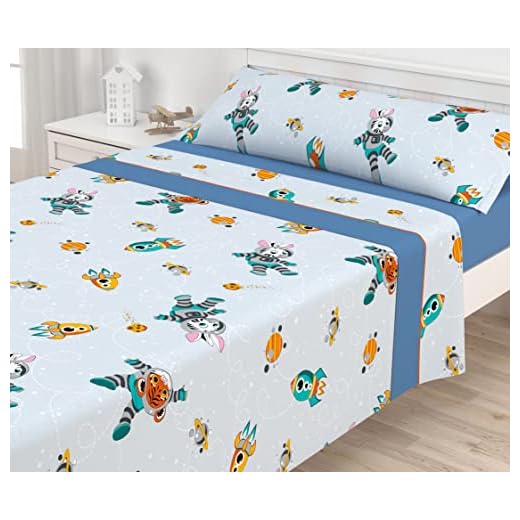 Victorio & Lucchino Juego de Sábanas Infantiles Algodón/Poliéster Modelo Astronautas (Cama 90 cm)