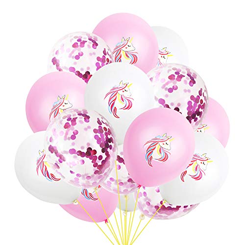 Mattelsen Globos Unicornio & Globos Confeti de púrpura, Globos Lunares Balloons Decoraciones Fiesta Cumpleaños Boda Globos de Látex 15 Piezas