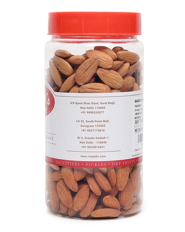 Roopak's PIK-N-PAY 100% Natural Almonds | Premium Badam Giri | High in Fiber & Boost Immunity | Real Nuts | 500 Gram