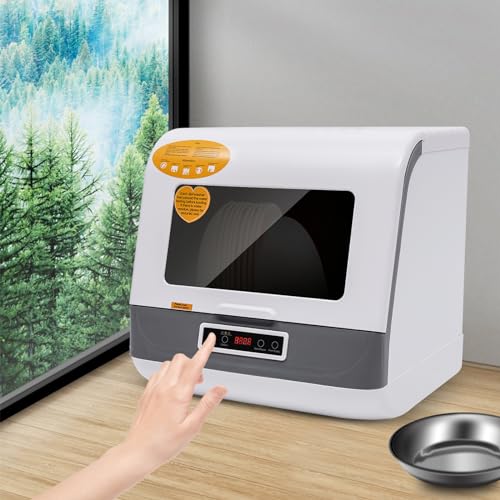 Image of Portable Countertop Dishwasher, 800W Mini Dishwasher 17.72x15.75x17.32in Dish Washing Machine with 3 Functions for Small-Sized Houses (White-2)