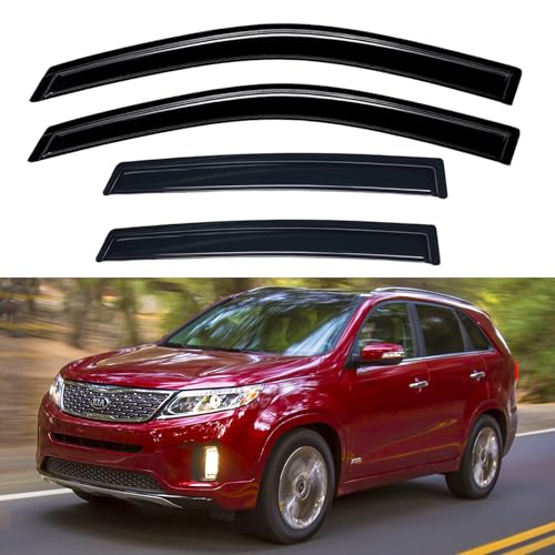 Image of Window Visors Rain Guards for 2011 2012 2013 2014 2015 Kia Sorento, Out-Channel Window Vent Wind Deflectors Visors Shades for 11-15 Kia Sorento