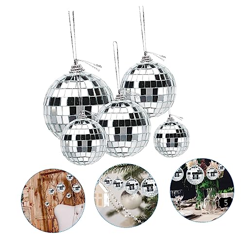 Bolas espejadas Levemolo, 36 piezas, plateadas, para decoración de fiestas, bodas, Navidad y eventos disco, incluye colgante miniatura 5