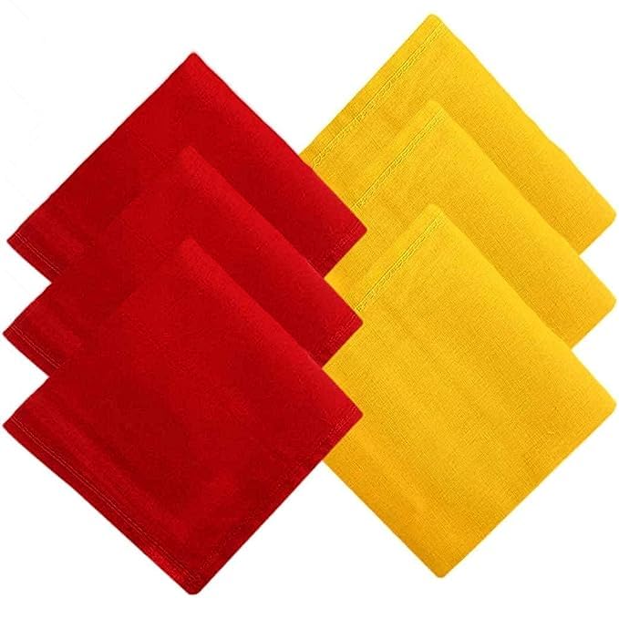 Cotton Handkerchiefs Hanky For Men Premium Collection Red 4 and yellow 4 color Set. Pack of 8 Pcs-image-10