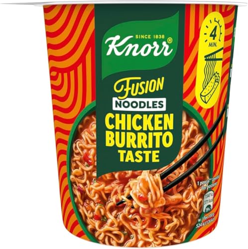 Knorr Fusion Noodles Chicken Burrito, Noodles Istantanei Etnici, Pronti in 4 Minuti, dal Sapore Messicano di Pollo - 89 gr