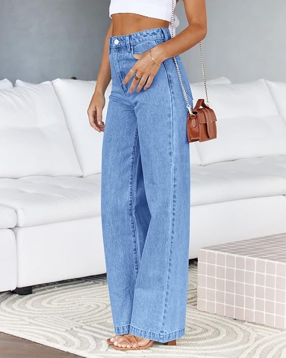 Women's Jeans High Waisted Boyfriend Baggy Straight Leg Stretchy Jeans Trendy Loose Wide Leg Denim Pants with Pockets4