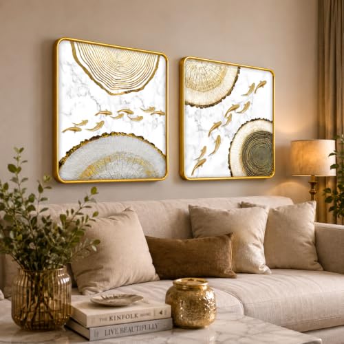 Image of RANDOM Premium Square Wall Painting Set of 2, 38 x 38 cm (Painting set of 2)