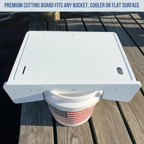 TRAPSKI Raised Fillet Cutting Board Table Mesa Elevada para filetear con ranura para jugos y mango, HDPE 1/2 pulg, 18 x 13 x 5 pulg, Blanco miniatura 4