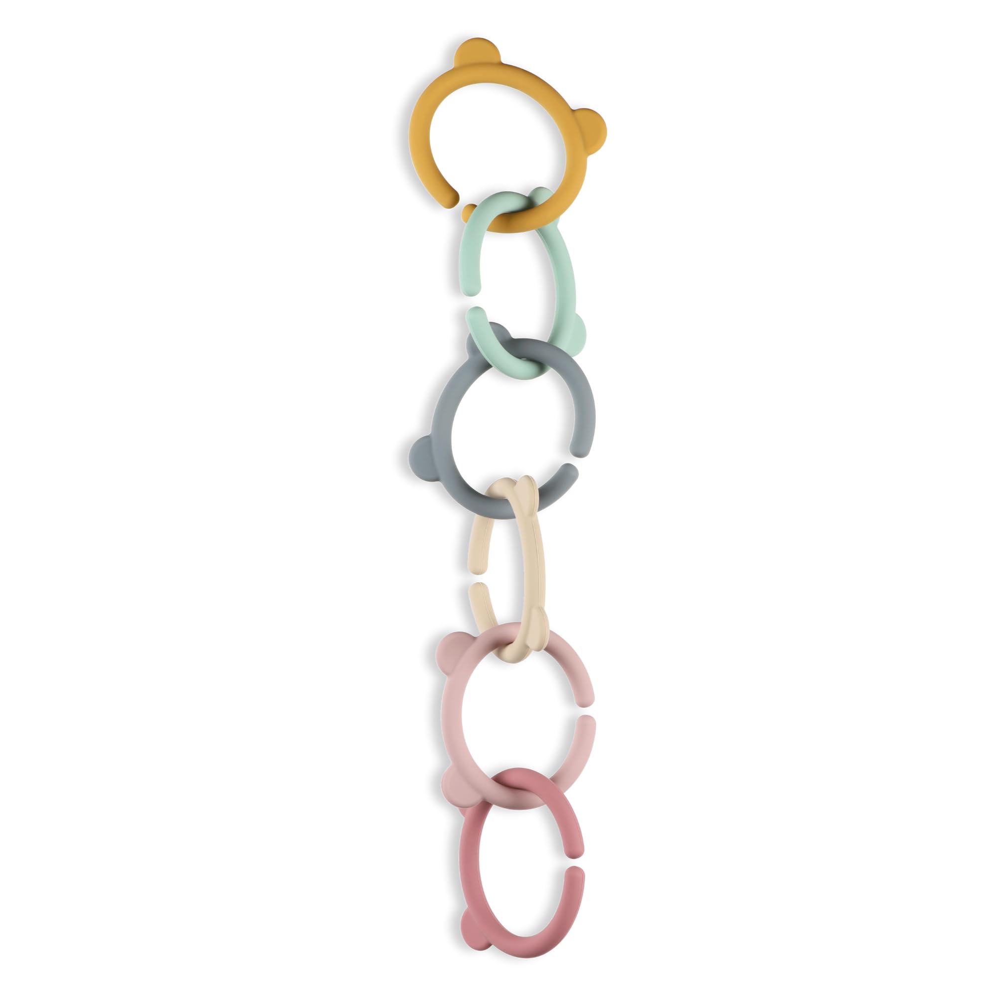 6 Packungen Baby-Beißringglieder, Silikon-Beißringglieder, zum Befestigen von Babyspielzeug an Kinderwagen oder Tragetasche