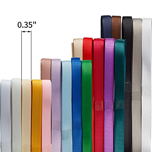 Noyi Traxd 3/8 Inch Polyester Grosgrain Ribbon 20 Colors 2 Yards X 20 Colors Each Total 40 Yds Per Package For Crafts, Hair Bows, Gift Wrapping, Wedding Party Decoration And And More #TOP3