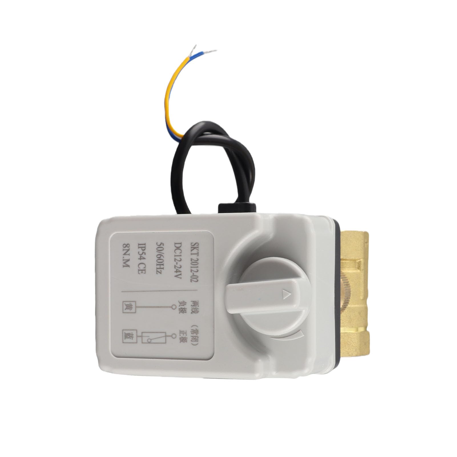 Valvola a Sfera Motorizzata Valvola a Sfera Elettrica 2 Vie DN20 3/4in Normalmente Chiusa DC12-24V IP54 Corpo in Ottone Guscio in ABS con 1,6MPa 90C per Glicole