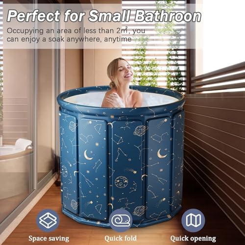 Image of Yagviz Newly Upgraded Portable Bath Tub for Adults -(70L x 65H cm) Foldable Cold Plunge Tub for Recovery - Collapsible Soaking Bath Tub for Shower Stall Home SPA - Outdoor Indoor Ice Bathtub