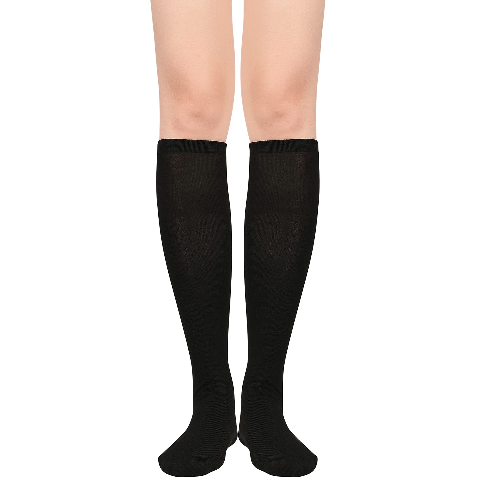Calcetines altos hasta la rodilla para mujer, calcetines largos atléticos delgados de muslo alto, calcetines deportivos al aire libre, calcetines de tubo casuales, Calcetas 2 Pack negro, Talla única
