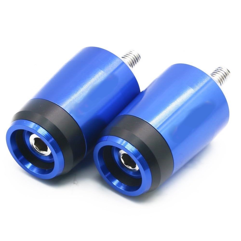 Contrapesos manillar azul CNC que reducen vibraciones en Ninja 400 y Z750