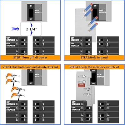Generator Interlock Kit Compatible with Eaton Cutler Hammer Vertical Throw CH Series 150 or 200 Amp Panels, 2 1/4 Spacing Between Main and Generator Breaker, Interlock Breaker Kit.