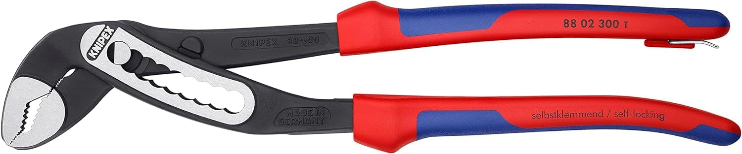 Knipex Alligator Pince multiprise avec gaines bi-matière, avec œillet intégré pour fixation d’un dispositif antichute, 88 02 300 T