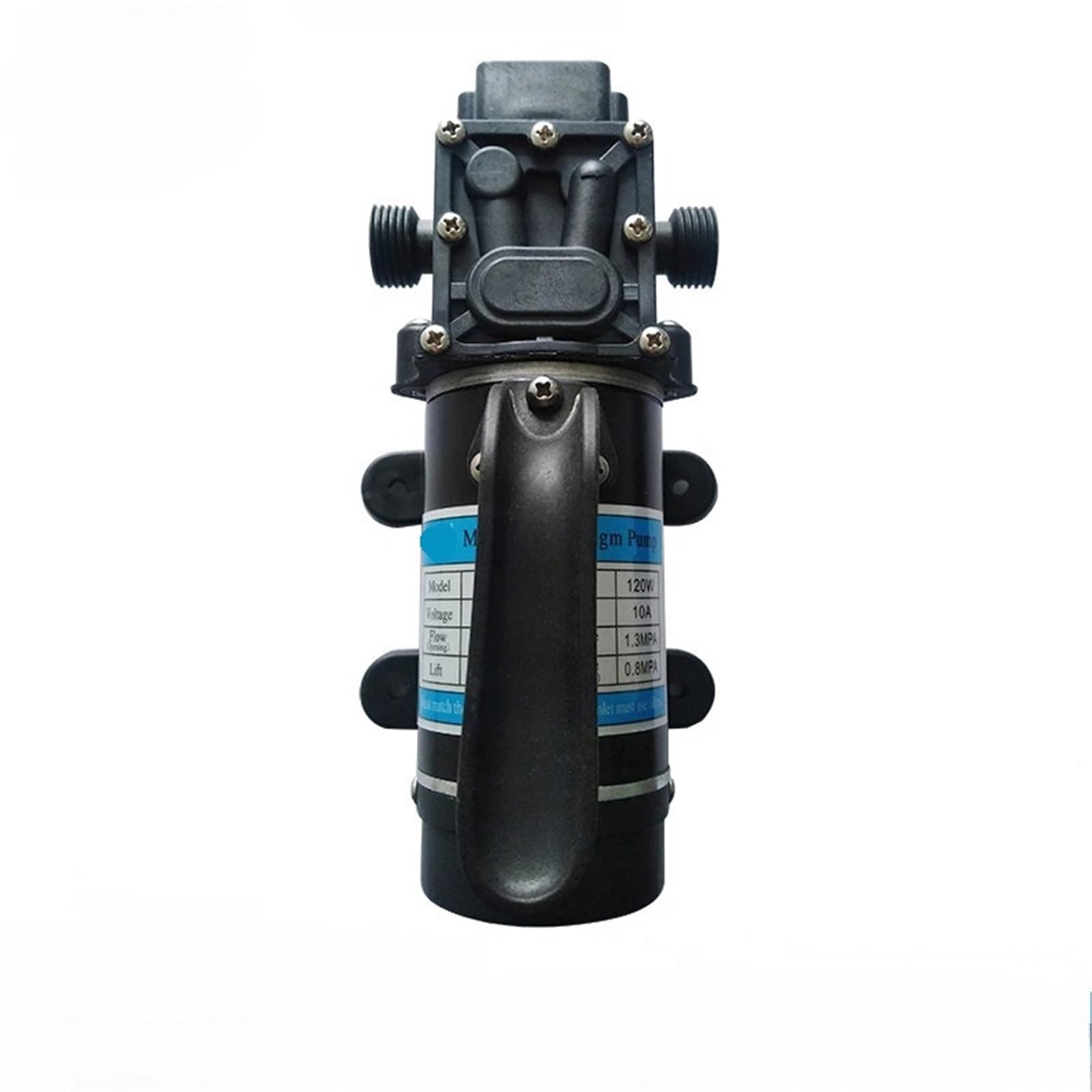 12V 24V High Pressure Diaphragm Self-Priming Pump Sprayer - 120W 130PSI 10L/Min Water Booster for Car Wash and Garden Use(3210H2D-24v-120FS)