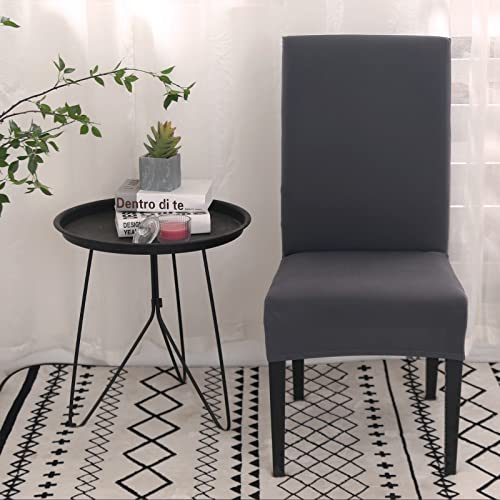 Meision Stuhlhussen 4 oder 6er Set, Abnehmbare waschbar Spandex Stuhlüberzug Stuhlbezug Stretch Universale für Hotel, Zeremonie, Bankett, Restaurant, Zuhause(4er Set, Anthrazit)
