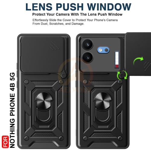 Image of Armor Bumper Back Cover Case for Nothing Phone 4B 5G Rotating Camera Cover, Ring Holder & Kickstand | Heavy Duty & 360 Degree Protection Back Cover for Nothing Phone 4B 5G (Black)