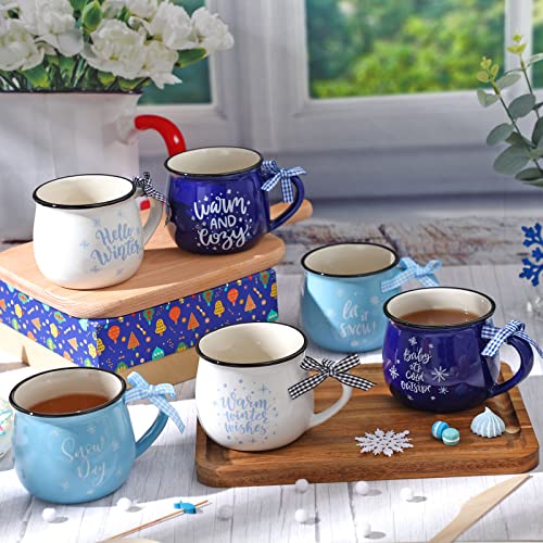 Zubebe 6 Pieces Patriotic Coffee Mugs 4Th Of July Ceramic Cups Tumbler Hot Cocoa Mugs Gift Set For Independence Day Tiered Tray Coffee Bar Decorations (Snowflake) #TOP2