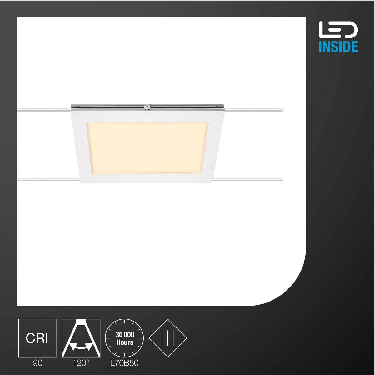 SLV tensostruttura faretto PLYTTA rectangular/faretto, spot LED, faretto da soffitto, lampada da soffitto, illuminazione di interni / 2700K 9,8W 750lm bianco 120 gradi