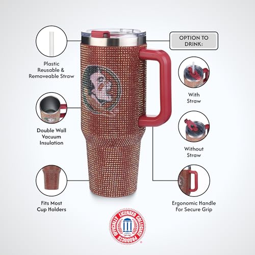 Image of The Memory Company Officially Licensed 40oz TC Bling Game Day Tumbler with Vintage Logo, Florida State University