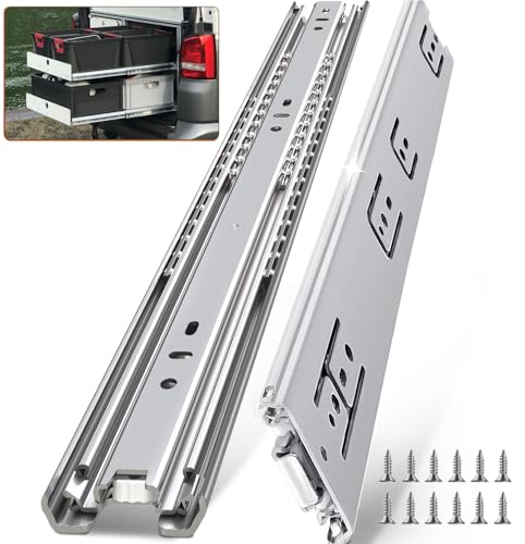 TP-LAIE 1 Pair 200 Lbs Heavy Duty Drawer Slides,8 10 12 14 16 18 20 22 24 26 28 30 32 34 36 38 40 Inch Full Extension Ball Bearing Rails Cabinet Tool Box Runners Tracks Glides(22 inch,with M4 Screws)