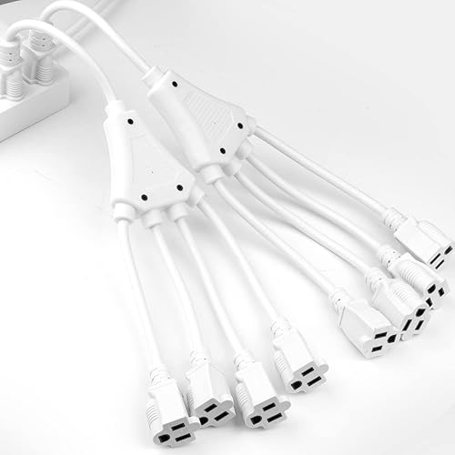 Miniatura 7 de K KASONIC - Paquete de 2 divisor de cable de extensión de 20 pulgadas, 1 a 4, cable de alimentación SJTW 163 de 3 clavijas, uso en interiores y