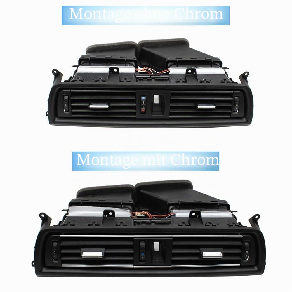 Auto-Armaturenbrett vorne zentrale Klimaanlage Panel AC Lüftungsgitter Montage für b-mw 5er Serie F10 F11 F18 64229166885 6422929209136 (Montage mit Chrom)