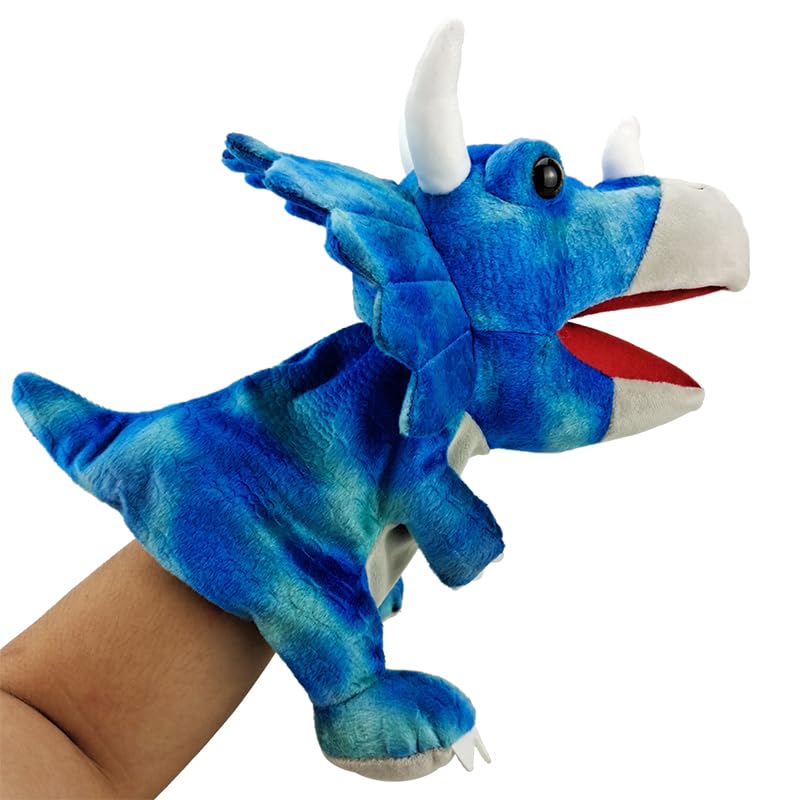 Hand Puppets Dinosaur Puppets for Kids Dinosaur Toys for Boys Girls Plush Dinosaur Stuffed Animal Story Toys Gifts for 3-6 Year Old Boy (Triceratops)