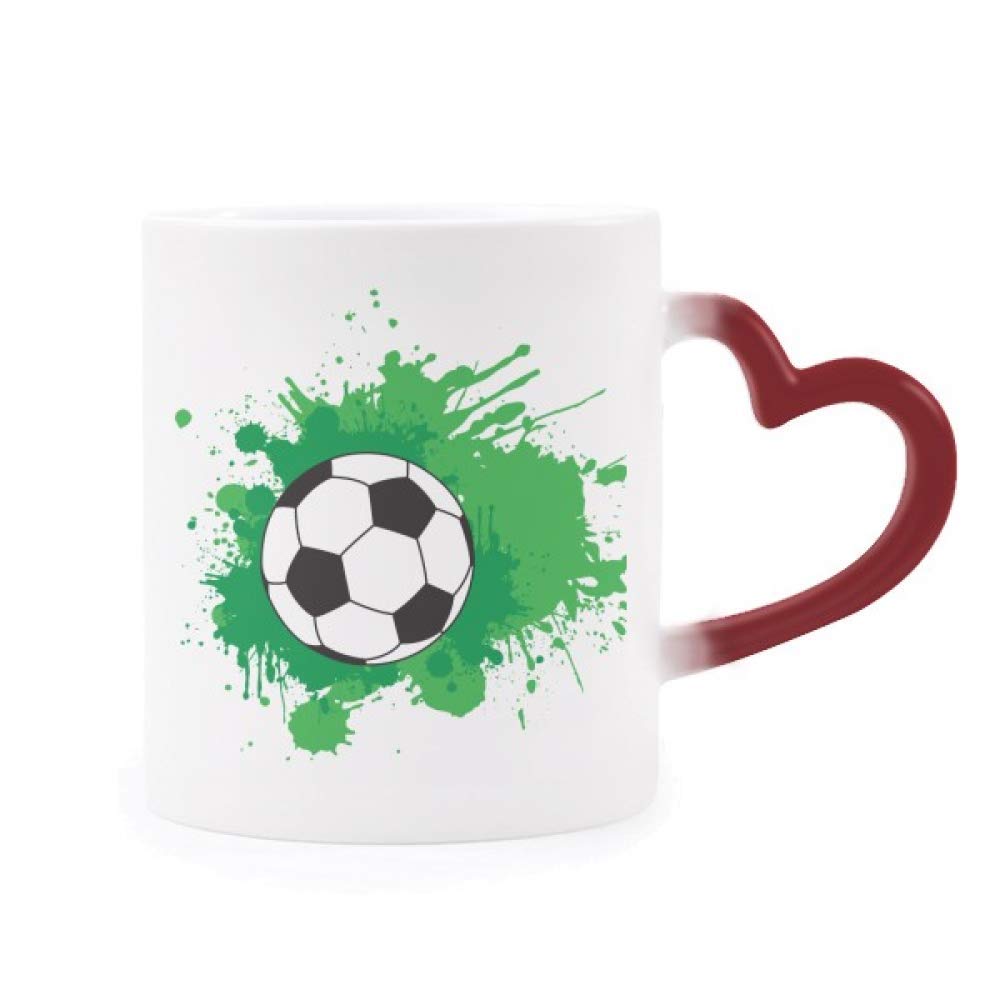 Taza de fútbol personalizada con corazón rojo para regalar a aficionados al deporte