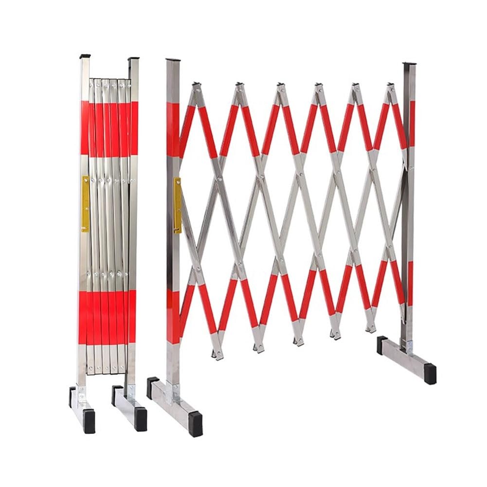 WQPMNYG Security Barrier,Expandable Metal Barricade - Outdoor Retractable Traffic Fence, Flexible Crowd Control Barriers, Mobile Safety Barrier Gate for Elevators & Roads (Red, 1.5x5m/4.9x16.4ft)