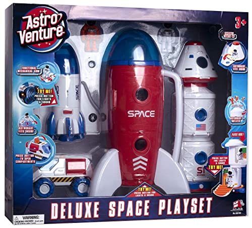 Astro Venture Deluxe Space Playset Toy - Space Shuttle, Space Station & Capsule, Space Rover & Rocket w/Lights and Sound - Space Toys for Boys and Girls