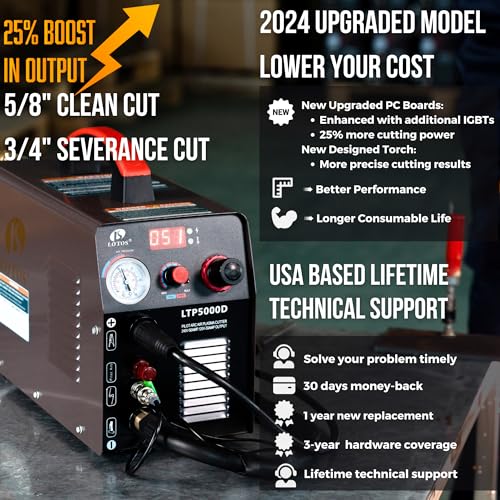 Lotos LTP5000D Plasma Cutter, 2024 Upgraded 5/8 Inch 16Mm Clean Cut 3/4 Inch 20Mm Severance Cut 50A Non-Touch Pilot Arc Plasma Metal Cutter Machine thumb #1
