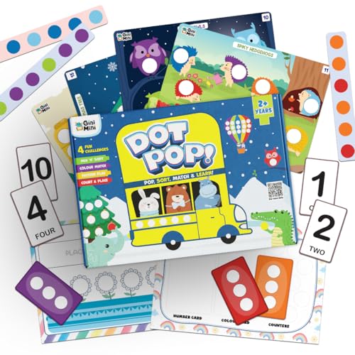 Image of GiniMini Toddler Learning Combo - DOT POP Colour & Counting + DOT POP Shapes + Peek-A-Pic | Educational Toys for Kids 2+ | Sorting Matching Memory & Observation Games | Preschool Learning Activity Kit