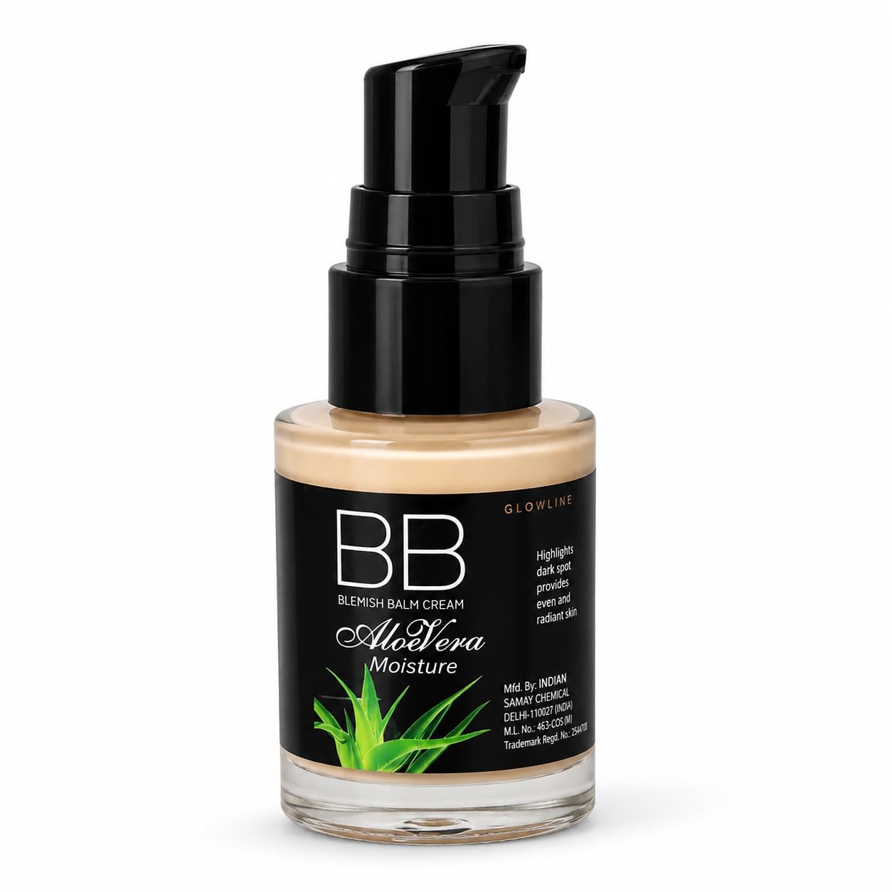 Glowline BB Blemish Balm Cream with Aloe Vera Moisture | Dark Spot Correction, Even & Radiant Skin, Pump Dispenser, Face Makeup, Moisturising Formula-image-47
