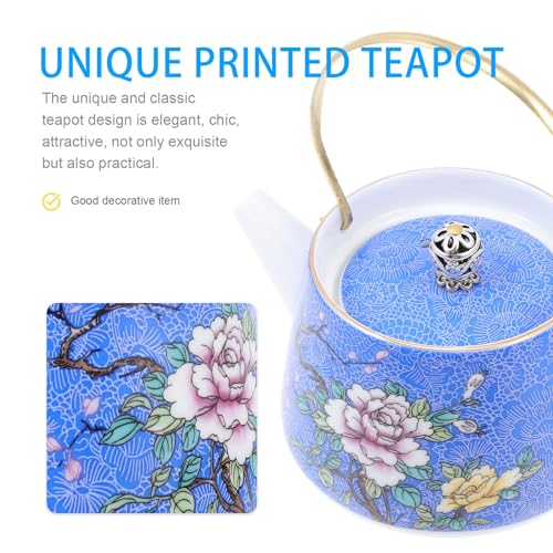 Théière en céramique bleu résistant à la chaleur pour bureau