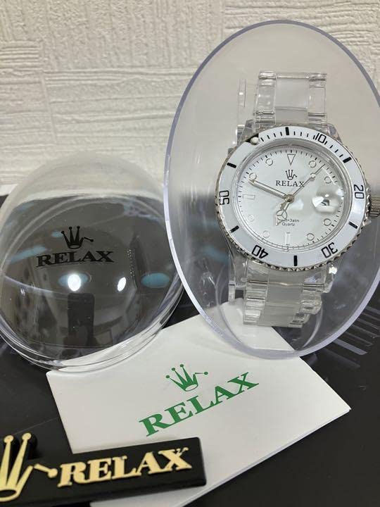 RELAX クリア ダイバーズウォッチ Amazon.co.jp: RELAX 腕時計 ダイバー 白サブ×白文字盤 24H