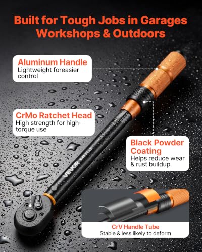 Image of VEVOR Torque Wrench 3 /8-inch Drive Click Torque Wrench Dual Scale Readings, 5-45 lbf-ft / 6.8-61.2 N.m, ±3% High Precision, with Spark Plug Sockets, Bits, Universal Joint, Extension Bar, Storage Case
