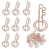 40 Pieces Gold Key Shaped Wire Paper Clips Bookmark Clips for Office School Home Use(Rose Gold）