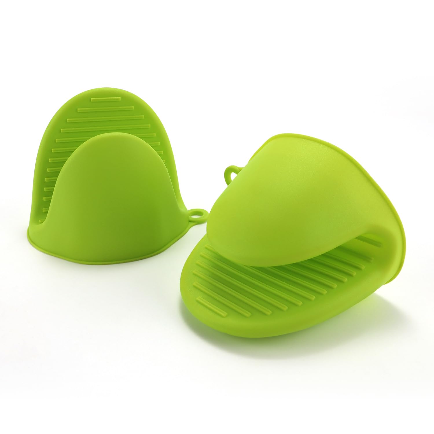 Oven Glove Thicken Silicone Pot Holder Mini Oven Mitts Heat Resistant Pinch Covers for Baking, Cooking, Bbq Grilling (Light green)