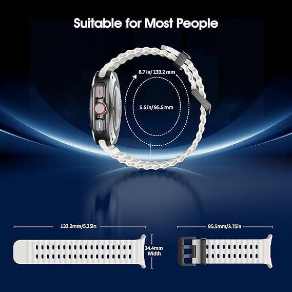 Image of GETSABLE No Gap Soft Silicone Sport Waterproof Breathable Adjustable Strap for Women Men Compatible With Samsung Galaxy Watch Ultra 47mm Strap (Pack of 4 Colors)