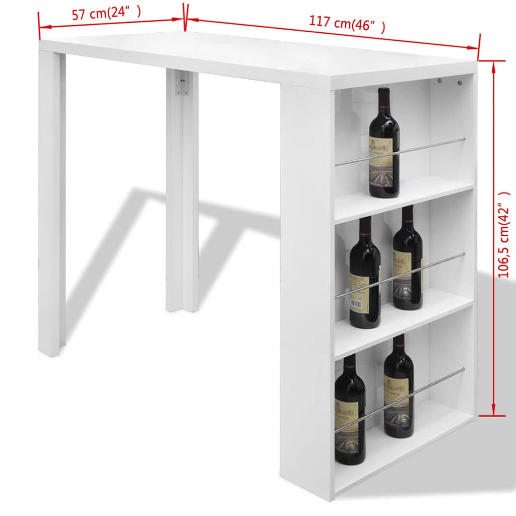 XGWKCNV Furniture Select Bartisch MDF mit Weinregal Hochglanz Weiß Home & Kitchen