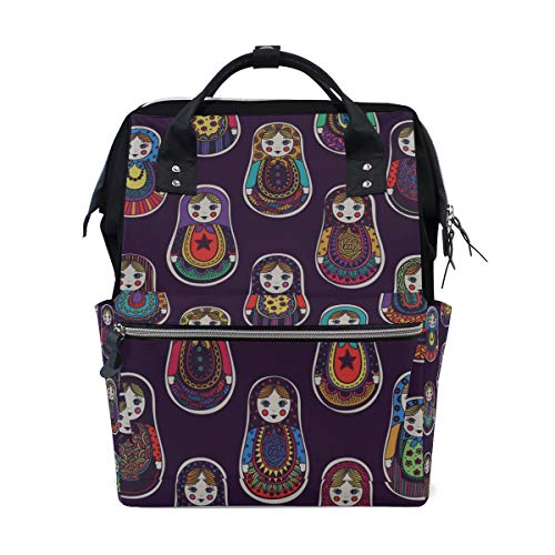 Gemalte Russische Puppe Große Kapazität Wickeltaschen Mummy Rucksack Multi Funktionen Windel Wickeltasche Tote Handtasche Für Kinder Babypflege Reise