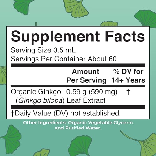 MaryRuth Organics Ginkgo Leaf Liquid Drops | Herbal Supplement | Nootropic | Circulatory System & Nervous System Health | USDA Organic | Non-GMO | Vegan | 60 Servings - Image 6